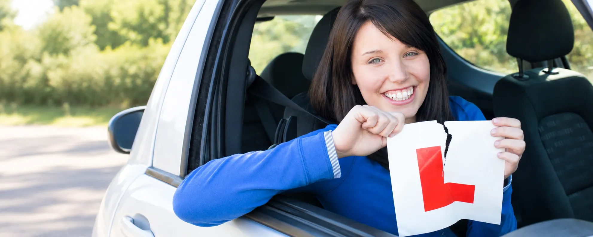 Learner driver celebrating learning to drive in Bristol